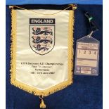 Football pennant, Official England Match Pennant from the UEFA European U21 Championships Final