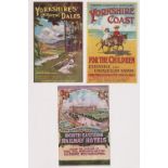 Postcards, Rail, a selection of 3 poster ads for North Eastern Railway, inc. 'The Yorkshire Coast