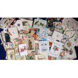 Ephemera, Greetings Cards, 200+ cards dating from the late 19th to the early 20thC. Die cut,