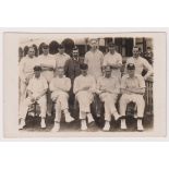 Postcard, Cricket, Northamptonshire, 1927 Team photo postcard, by Wilkes with purple cachet to