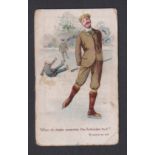 Cigarette card, Whale & Co, Conundrums, type card, 'When do skates resemble the forbidden fruit?' (