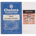 Football programme & ticket, Chelsea v Red Banner (Hungary), 15 December 1954, Friendly (vg) plus