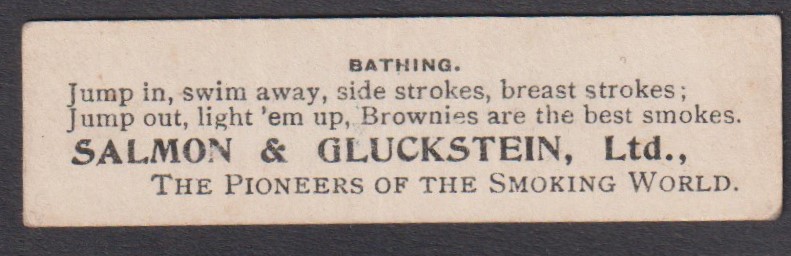 Cigarette card, Salmon & Gluckstein, Occupations, type card, Bathing (gd) (1) - Image 2 of 2