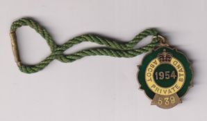 Horseracing, Royal Ascot, enamel badge for Ascot Private Stand 1954, with original cord still