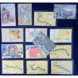 Postcards, Military, a good selection of 14 WW1 maps, inc. anti Kaiser comic showing his lack of