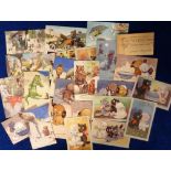 Postcards, a collection of 23 cards of illustrated anthropomorphic animals in sets of 6 and part