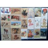 Postcards, an illustrated collection of approx. 65 cards of children and animals. Artists include