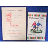 Football programmes, two programmes from the 1958 Sweden World Cup Qualifying competition,