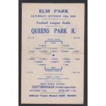 Football programme, Reading v QPR, 10 October 1942, FLS, single sheet (pencil tc, gd) (1)