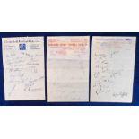 Football autographs, Chesterfield FC, Doncaster Rovers & Wrexham, three sets of signatures, 1948/