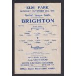 Football programme, Reading v Brighton, 28 November, 1942, FLS, single sheet (gd) (1)