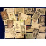 Postcards, Glamour, Art nouveau, inc. Pastel, Pinkawa (3), H. Muller, Girl’s Heads, Fantasy,