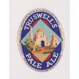 Beer label, Truswell's, Sheffield, Pale Ale, vertical oval label, approx 82mm high (slight right