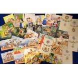 Postcards, a mixed subject collection of 34 cards inc. 'Our Picnic' set of 6 illustrated by H Fleury