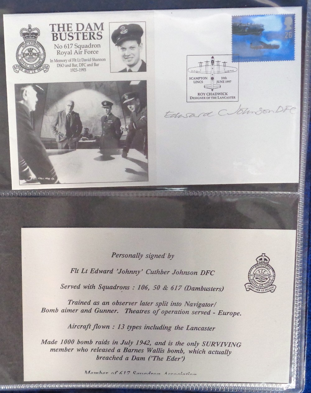 Ephemera, Dambusters, a collection of signed envelopes in modern album inc. 1997 originals, David - Image 3 of 3