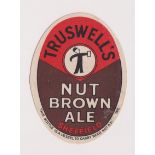 Beer label, Truswell's, Sheffield, Nut Brown Ale, vertical oval, approx 82mm high (sl nick on left