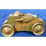 Toys, Triang Toys WW1 Tank. Missing tracks and key and with one gun detached but still a nice item