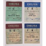 Football tickets, Chelsea home tickets (8) v Aston Villa 13 Sept 1958, Preston 21 March 1959,