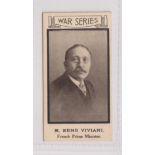 Cigarette card, Wm. McKinnell, War Portraits, type card, no 33, M. Rene Viviani (vg) (1)