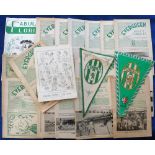 Football memorabilia, Floriana FC, Malta, selection 1949/50 to 1959/60 inc. 20 programmes, noted