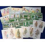 Postcards, an illustrated selection of 20 cards inc. characters from 'Old China Ballet' Empire