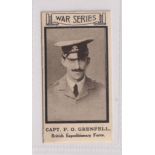Cigarette card, Tetley & Sons, Leeds, War Portraits, type card, no 29, Captain F.O. Greenfell (