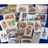 Postcards, Advertising, a food and drink advertising selection of 23 cards, inc. pasties, ginger