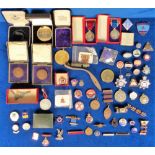 Badges, Medallions and Medals a collection of 50+ badges to include a gold enamelled badge for the