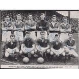 Football autographs, Leeds United, 1956/7, fully signed, black & white, magazine team group, 10" x