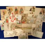 Postcards, a mixed subject collection of approx. 27 cards with part sets (5/6) inc. Art Nouveau lady