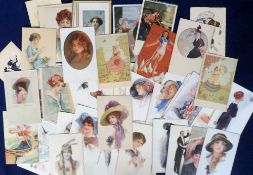 Postcards, Glamour, a good early Art Deco period glamour selection of approx. 58 cards, mainly