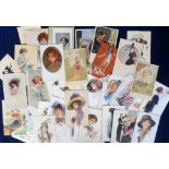 Postcards, Glamour, a good early Art Deco period glamour selection of approx. 58 cards, mainly