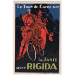 Postcard, Advertising, Cycling, La Jante acier Rigida, by Ray Lambert, postally used 1926 (gd/vg)