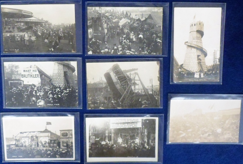 Postcards, Fairgrounds, a good RP selection of 8 cards of the Hull Fair, showing waltzer, general