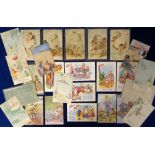 Postcards, a selection of 24 illustrated cards related to children in sets of 6. Includes 'Fairies