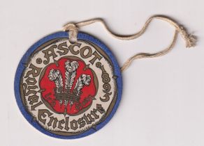 Horseracing, Royal Ascot, a card Royal Enclosure badge for 1895, with original cord attached (gd)