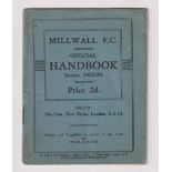 Football handbook, Millwall FC, Official Club handbook for 1928/29, 24 pages with player &