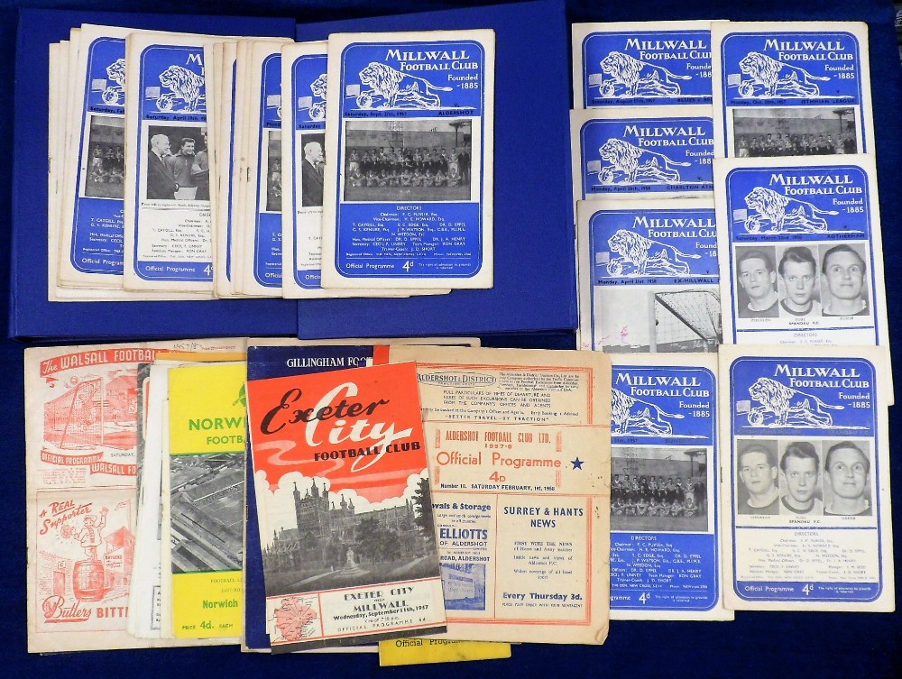Football programmes, Millwall, home & away programmes, 1957/58, 56 programmes, homes (32)