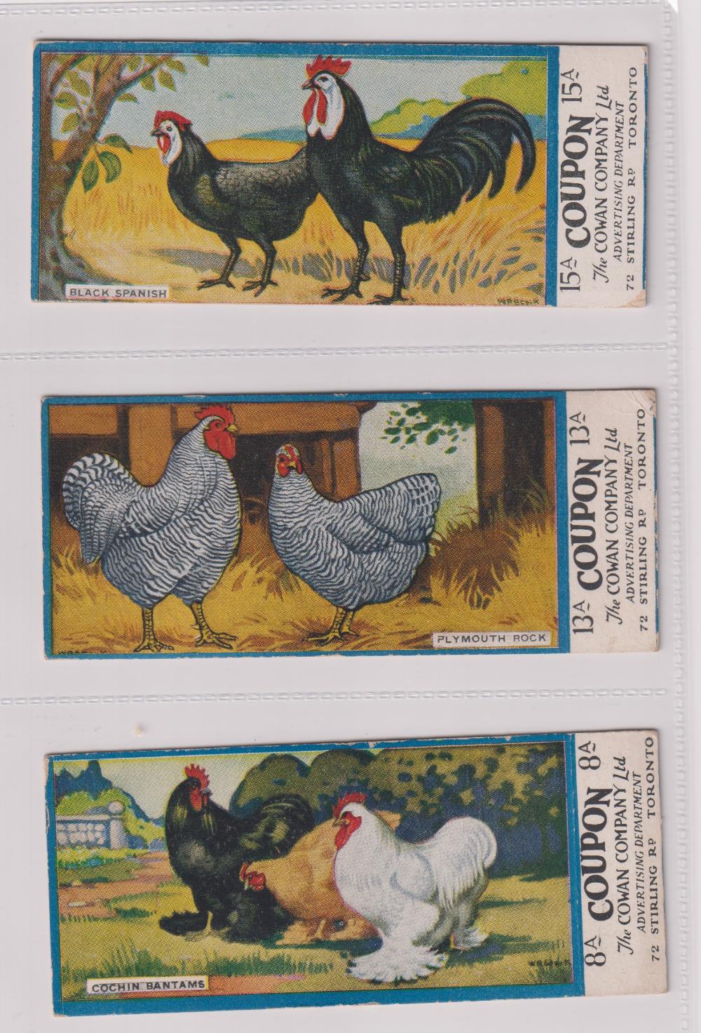 Trade cards, Canada, Cowan's, Canadian Bird Series (10/24, fair/gd), Chicken Cards (14/24, - Image 11 of 24