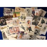 Postcards, a mixed subject selection of approx. 61 cards inc,. men and women dressed as chickens (8)