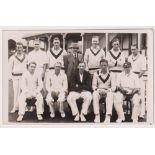 Postcard, Cricket, Northamptonshire, 1936 Team photo postcard, by Wilkes with purple cachet to