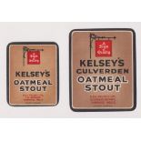 Beer labels, Kelsey's Culveden Brewery, Tunbridge Wells, 2 different sized Oatmeal Stout vertical