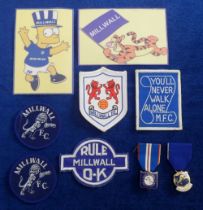 Football memorabilia, Millwall FC, 5 cloth badges including one Club Blazer badge, sold with 2