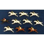 Horse Racing, a collection of 10 Britains metal model racehorses, three different colours (gen