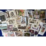 Postcards, 250+ cards to include children, animals, comic, greetings, military, hunting, portraits