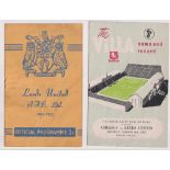 Football programmes, Leeds United v Chelsea 23 February 1952 FA Cup (sl cr) & Chelsea v Leeds United