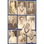 Postcards, Cricket, Northamptonshire, scarce plainback photo portraits by Wilkes, 1930-949, Jupp,