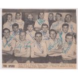 Football autographs, Tottenham Hotspur, 1956/7, signed newspaper teamgroup cutting, 9" x 7", fully