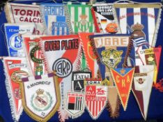 Football pennants, a collection of approx. 80+ overseas pennants, including Europe, USA, South