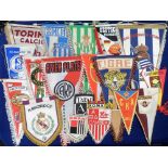 Football pennants, a collection of approx. 80+ overseas pennants, including Europe, USA, South